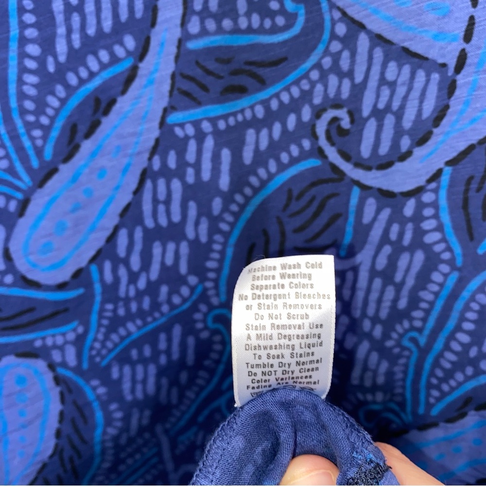 SOLD✨ Fresh Produce Size Small Paisley Blue Printed Dress with Pockets - Picture 6 of 7